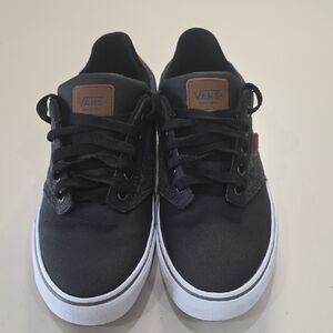 Vans Men's Black and Brown Canvas Sneakers